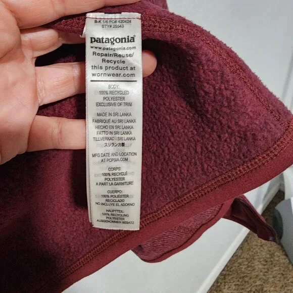 Women's Patagonia Better Maroon Full Zip Sweater Jacket Size XXL Plus - Picture 4 of 4